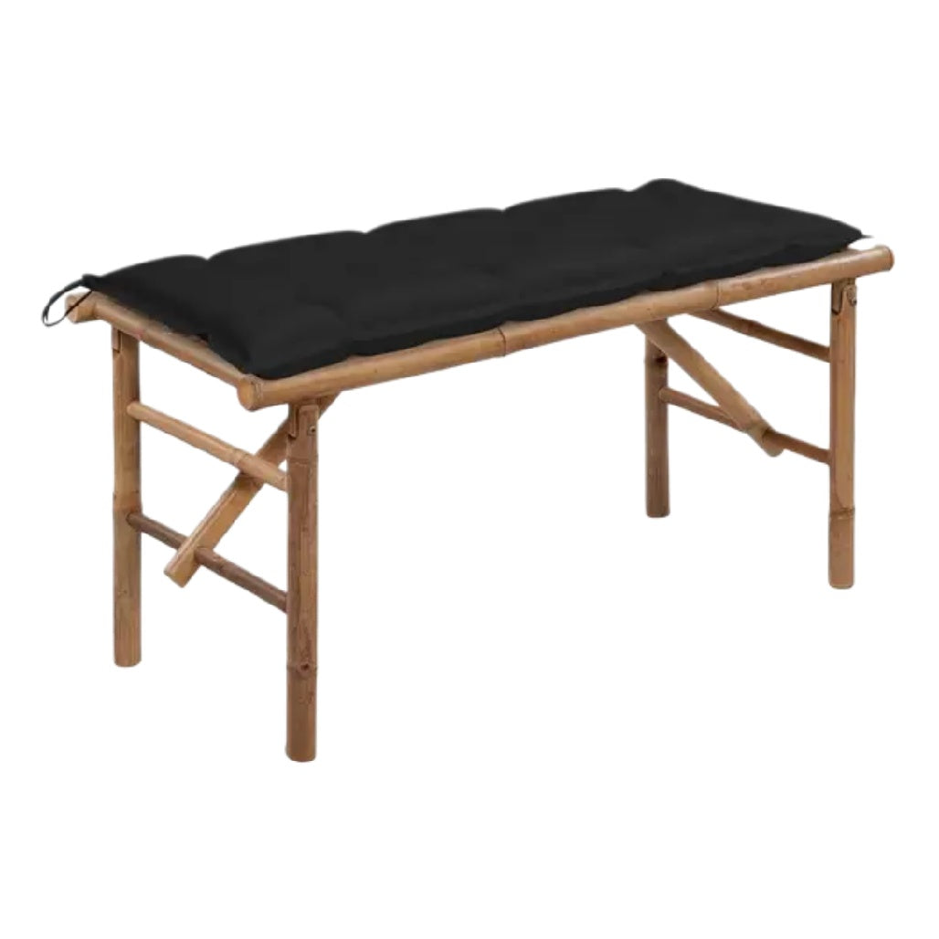 Faltbare Bambus-Liege mit schwarzem Polster
